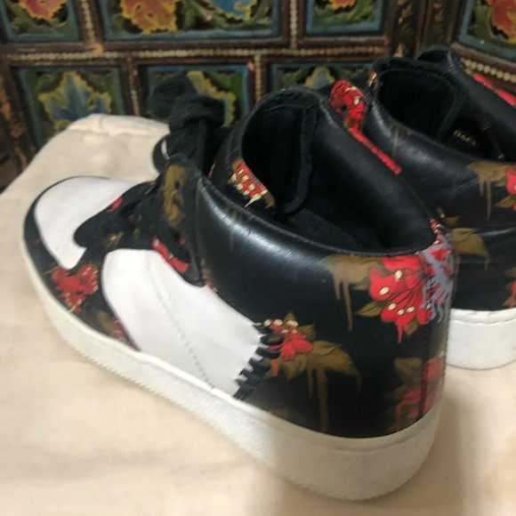 COACH C210 LEATHER WILD LILY FLORAL MID TOPS SIZE 8 - Picture 5 of 7